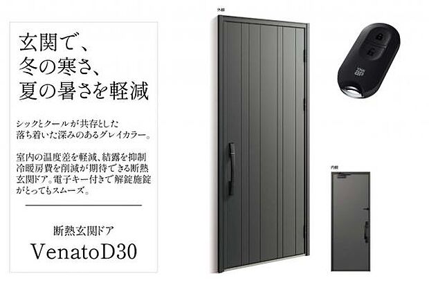 施解錠ラクラクくなスマートコントロールキー搭載。カギ穴を見せない玄関ドア  ヴェナートＤ30