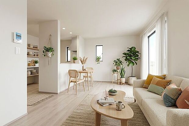 ゆったりとした時間が流れる、心地よいリビング。（家具や小物類はCG加工しております）