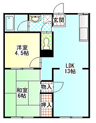 フォーブル酒匂D 2LDKの間取図画像