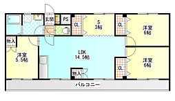 コーポ一の森 3階3SLDKの間取り