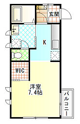 シャーメゾン酒匂 1階1Kの間取り