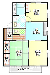 ハイツ丸久A 201 2階3DKの間取り