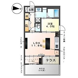 FOREST ODAWARA（フォレスト　オダワラ） 1階1LDKの間取り