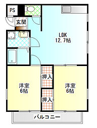 ハーバルコートK 2LDKの間取図画像