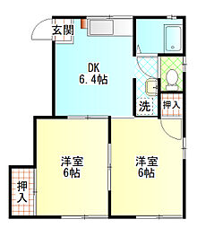 コーポシーサイド 2DKの間取図画像