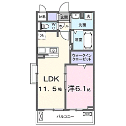 ブライトリーフ 1LDKの間取図画像