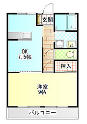 足柄ハイツ 1DKの間取図画像