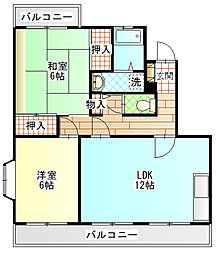 ピアーシティー加藤 2LDKの間取図画像