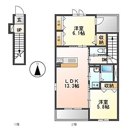 ミルフィオリ 2LDKの間取図画像