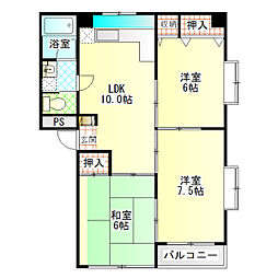 サユリマンション 3LDKの間取図画像