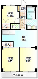 リバーサイドハイツ 3DKの間取図画像