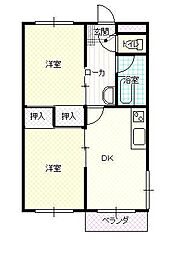 あこやコーポラスA 2DKの間取図画像