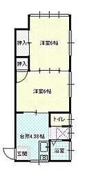 コーポ大野目 2Kの間取図画像