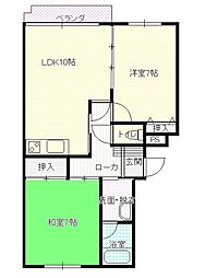 パークエステートA 2LDKの間取図画像