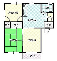 ダイヤモンドメゾン上町 3DKの間取図画像