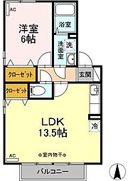 千歳山タウンハウスB棟 1LDKの間取図画像