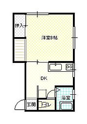 コーポ高松 1Kの間取図画像