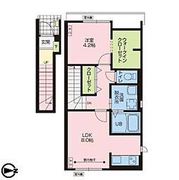 山形市鈴川町3丁目アパート 1LDKの間取図画像