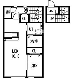山形市東山形1丁目アパート 1LDKの間取図画像