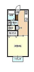 リベラルハウス 1DKの間取図画像
