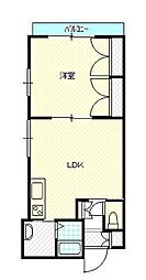 シャルム小白川F棟 1LDKの間取図画像
