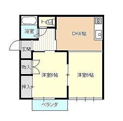 元木ビアンカ 2DKの間取図画像