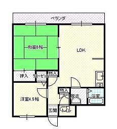 ジョーハイツ白山 2LDKの間取図画像