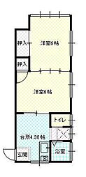 コーポ大野目 2Kの間取図画像