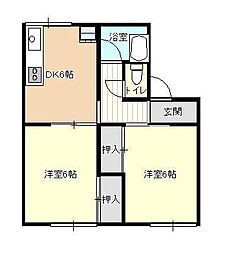 レジデンス横山 2DKの間取図画像