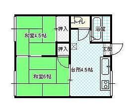ハイツ富南 2Kの間取図画像