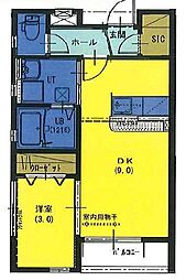 グリーンガーデン 1LDKの間取図画像