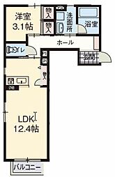 シャーメゾンピコ 1LDKの間取図画像