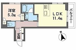 シャーメゾン コア八日町 1LDKの間取図画像