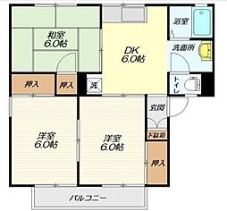 エスポワール佐藤A 3DKの間取図画像