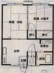 コーポアカデミー 2DKの間取図画像