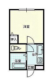 メゾンフローラ 1Kの間取図画像