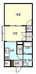 サンフラワーマンション 2Kの間取図画像