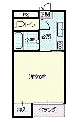 ロイヤルコーポ蜂屋 1Kの間取図画像