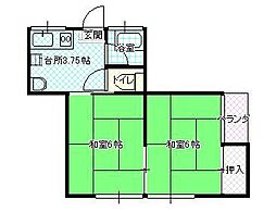ニューコーポ山口 2Kの間取図画像