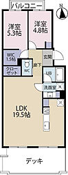 マートルコート習志野 2LDKの間取図画像