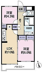 ライオンズマンション下総中山 2LDKの間取図画像