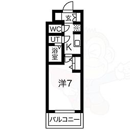 メイクスWアート丸の内 1Kの間取図画像