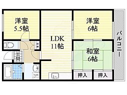 レジデンス高畑 3LDKの間取図画像