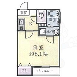 リブレア豊　B棟 2階1Kの間取り