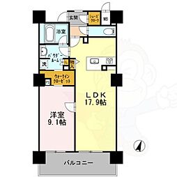 ロイヤルパークスERささしまSOUTH 13階1LDKの間取り