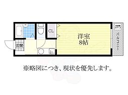シティピア伝馬町 6階1Kの間取り