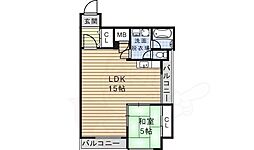 主税ビル 9階1LDKの間取り
