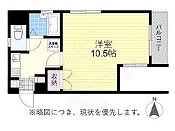 ドエル沢上 2階1Kの間取り