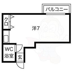 イチフシ 2階ワンルームの間取り