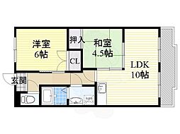 サンライズ入場 3階2LDKの間取り
